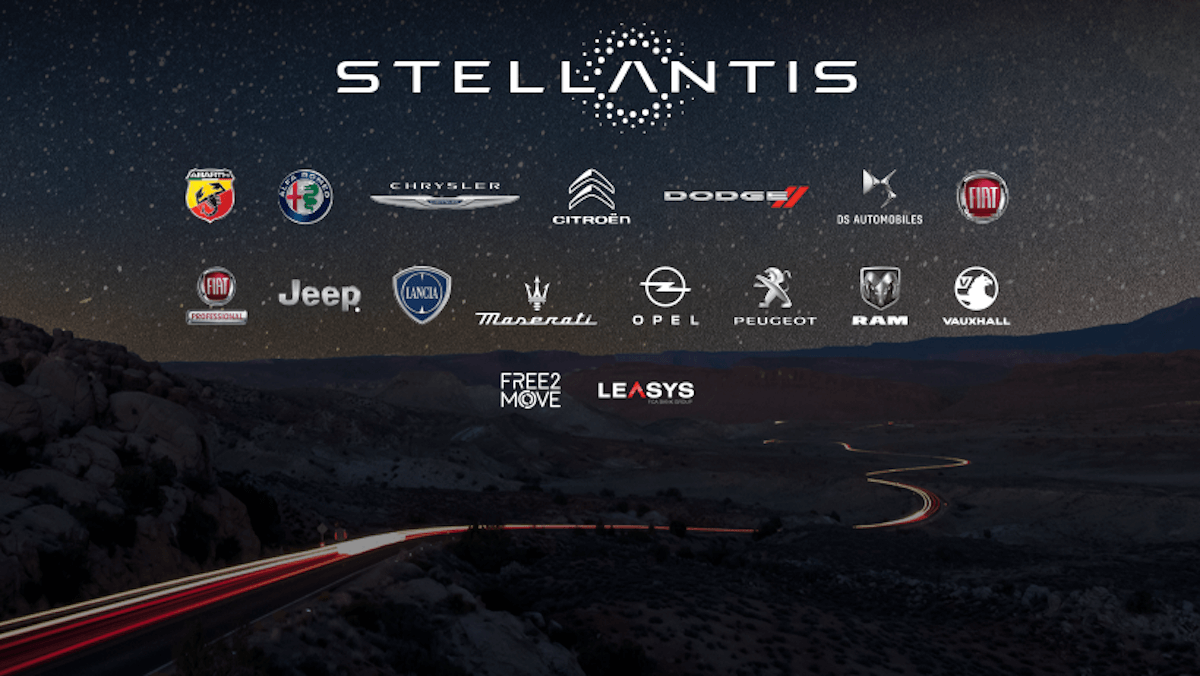 Stellantis - logo del nuovo gruppo con i marchi associati