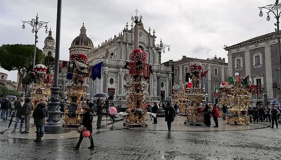 Festa di Sant'Agata 2021 - Candelore di Sant'Agata in piazza Duomo a Catania