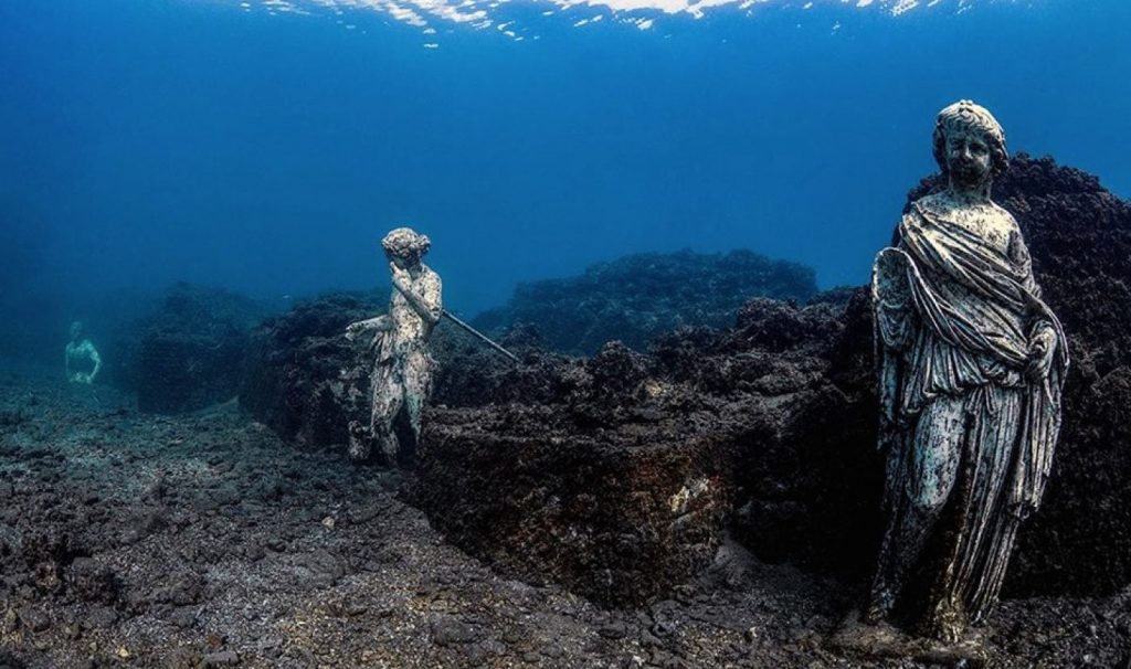 Submerged statues