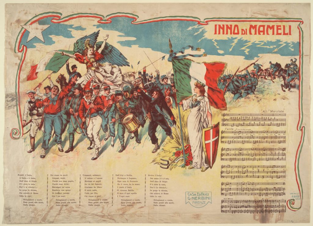 Anthem of Italy - Poster with the Anthem of Mameli published during the First World War