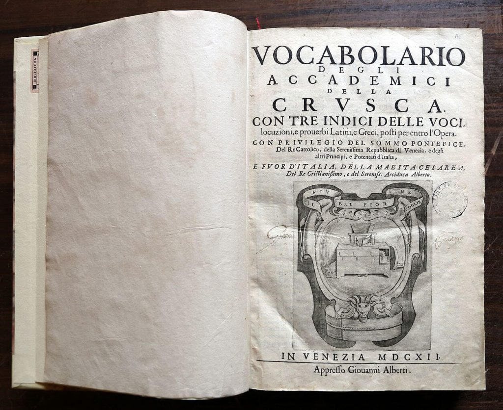 Prima edizione del Vocabolario dell'Accademia della Crusca