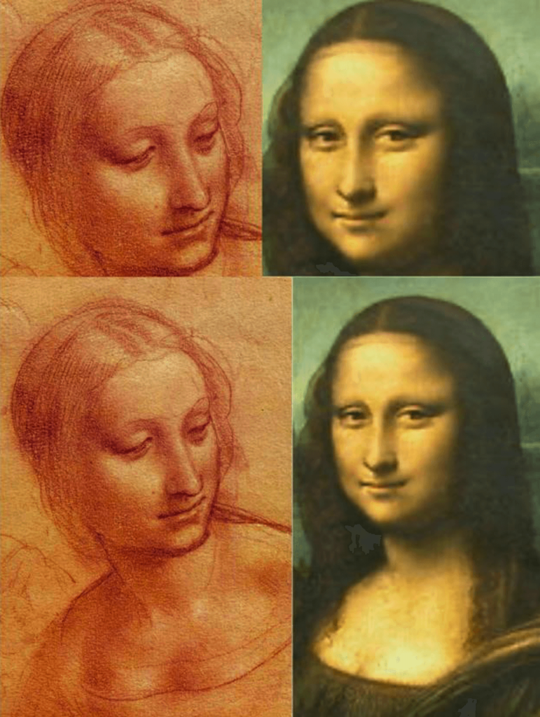 Mona Lisa - Comparación de Mona Lisa y cabeza de mujer