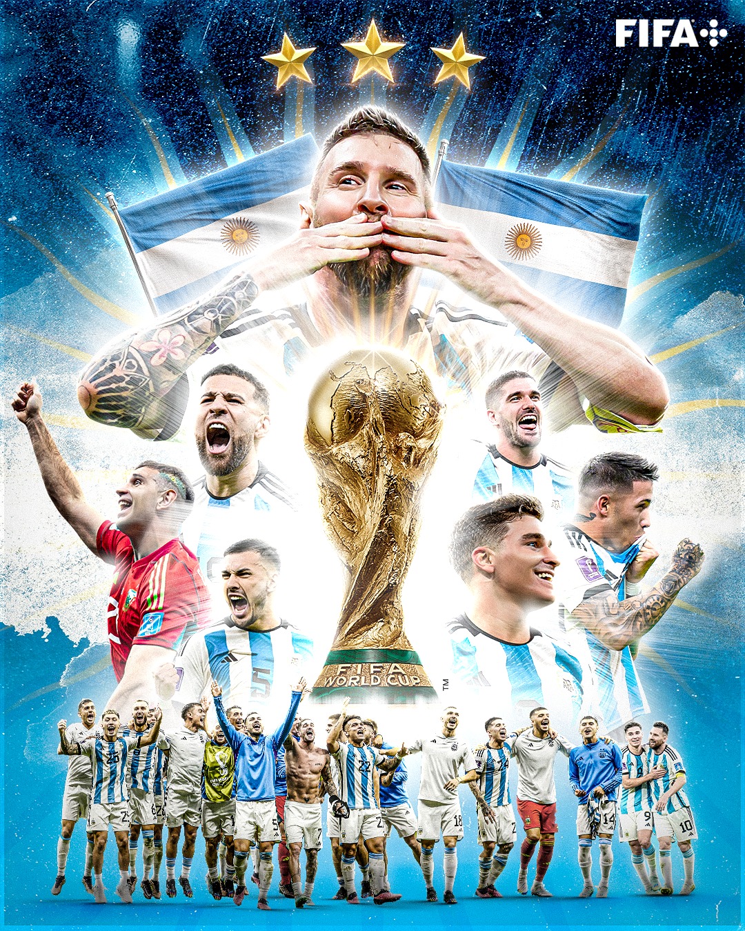 Baixe o pôster da Argentina campeã da Copa do Mundo - 18/12/2022