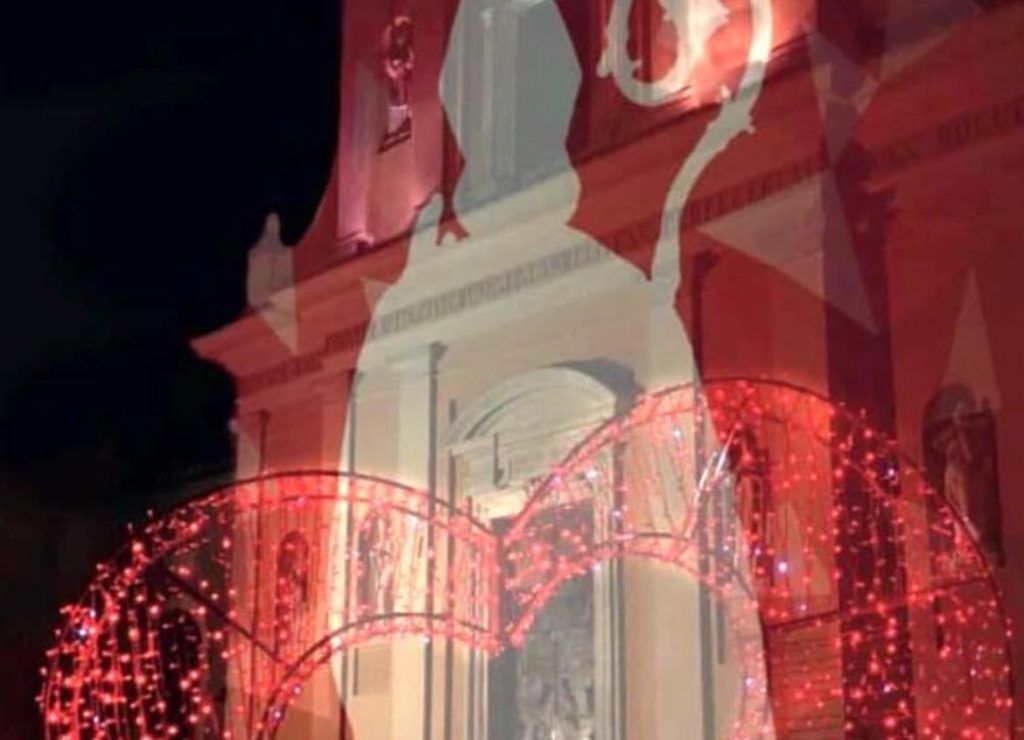 valentine projected on the church