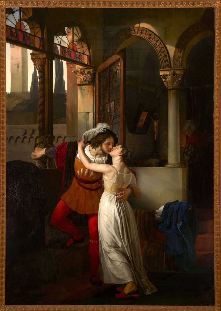 dipinto di Hayez "L'ultimo bacio di Romeo e Giulietta" esposto dall'11 settembre al 17 settembre 2023 a Villa Carlotta, poco distante dal Lago di Como
