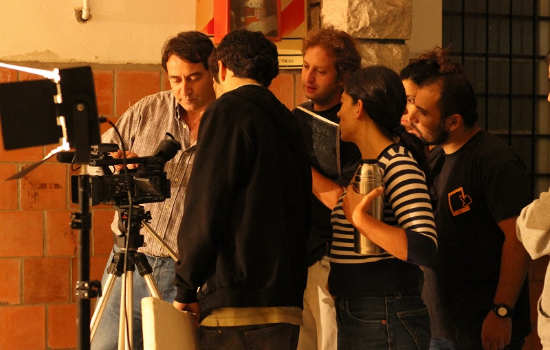 Padre Varetto - Miguel Monforte y equipo durante el rodaje del documental.