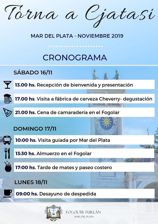 Torna a Cjatasi - Cronograma de actividades. PhotoCredit: Fogolar Furlán Mar del Plata.