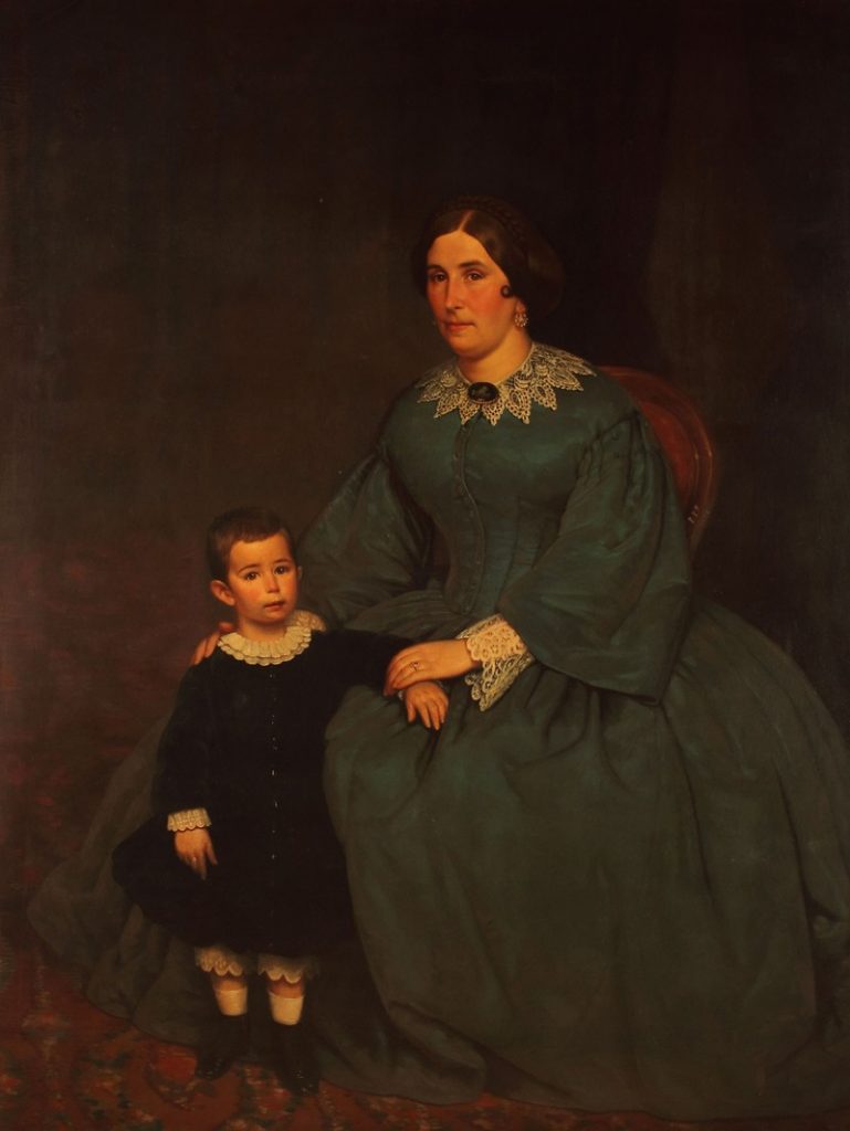 Santa Cecilia - Retrato de Cecilia R. De Peralta Ramos y su Hijo. Autor: Prilidiano Pueyrredon.