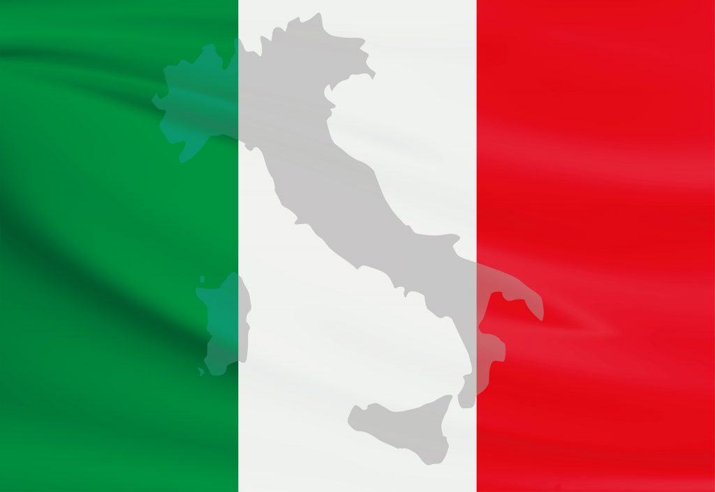 Becas de italiano - Bandera Y Mapa De Italia.