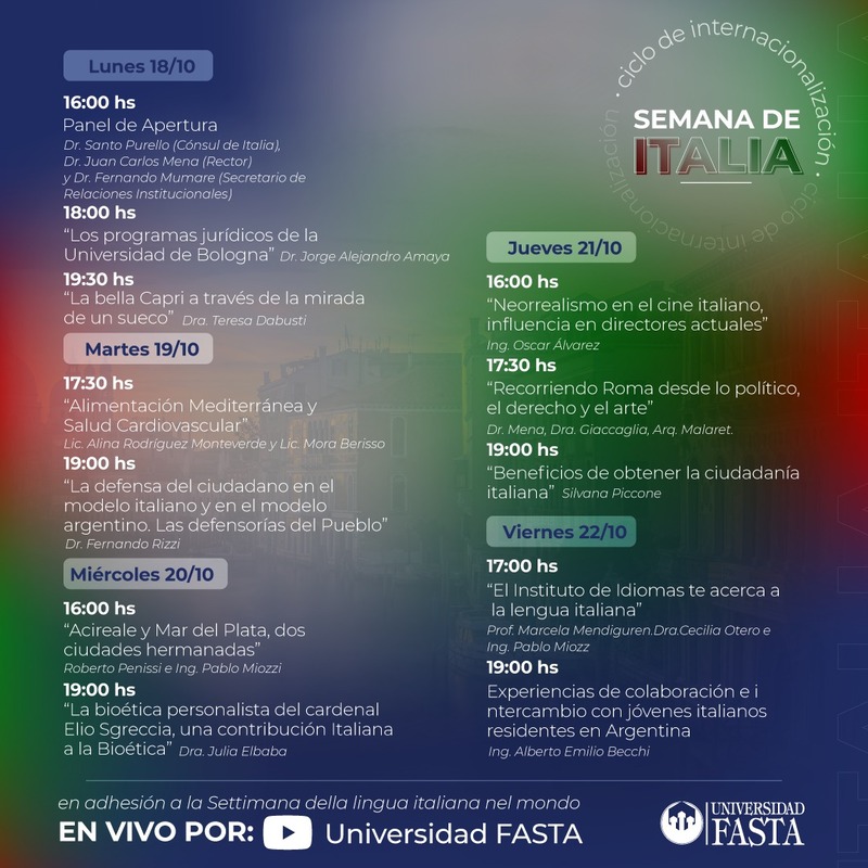 FASTA - Ufasta Semana De Italia Cronograma.