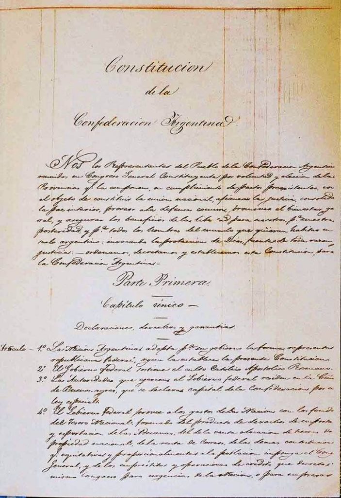 Constitucion - Manuscrito Original de la Constitucion de 1853