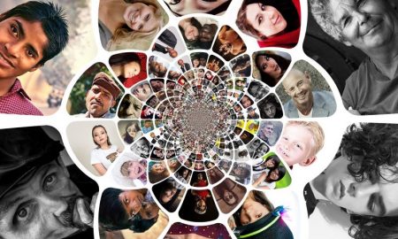 Imagen Concentrica De Rostros Humanos - mapa genetico