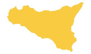 Sicilia in zona giallo su sfondo bianco
