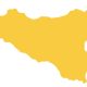 Sicilia in zona giallo su sfondo bianco