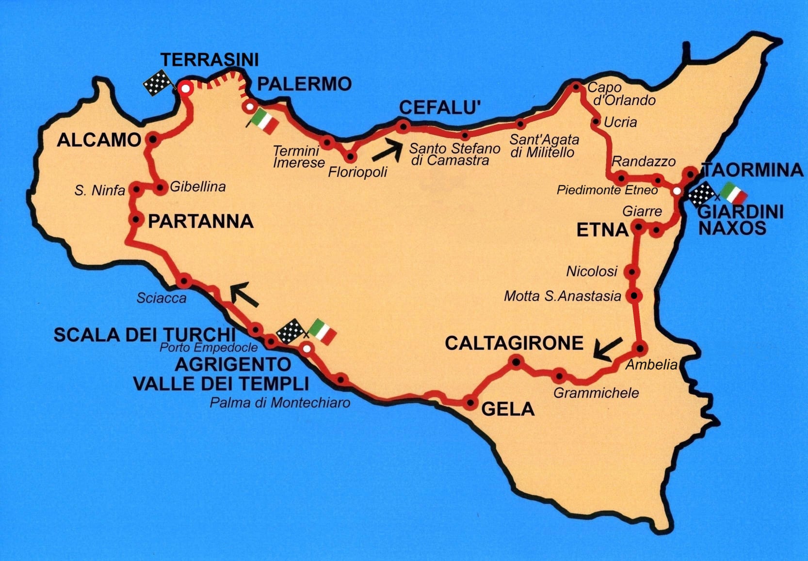 Giro di Sicilia - Mappa della Sicilia