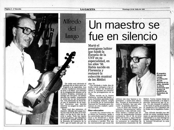Luthería - Alfredo de Lungo noticia