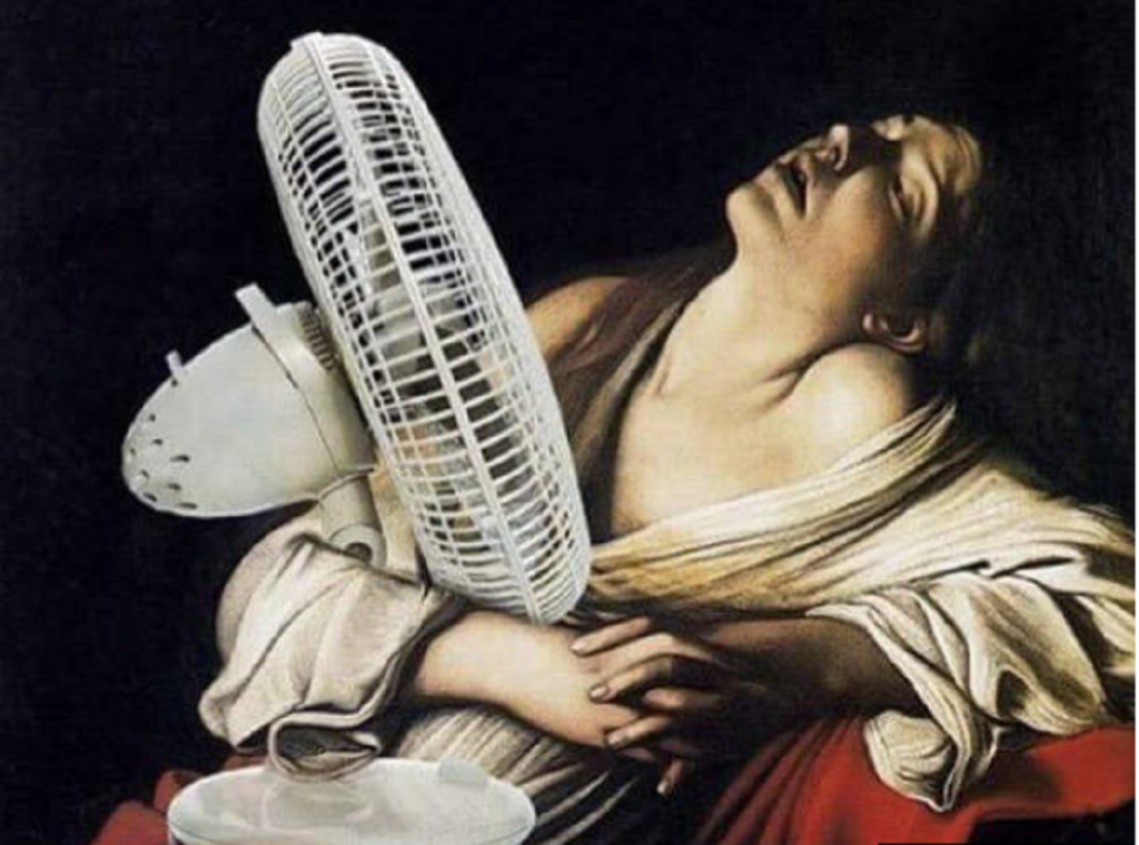 calor - Mujer Con Ventilador